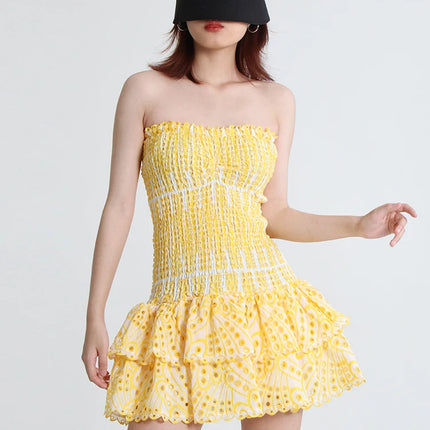 TWOTWINSTYLE Colorblock Temperament Dresses For Women