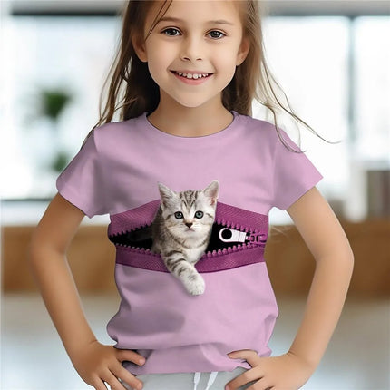 TShirts 3D Print  Kawaii animal Cat Streetwear Boys Girls Unisex Fashion Oversized Short Sleeve T Shirt Kids Tees Tops Clothing