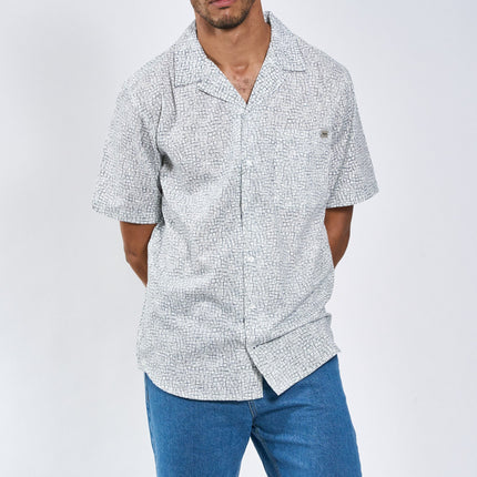 Sean Cube Print Cuba SS Shirt - White