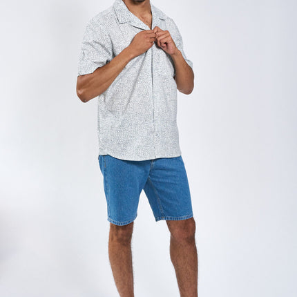 Sean Cube Print Cuba SS Shirt - White