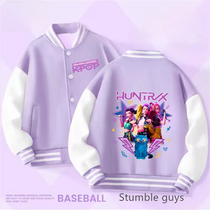Kpop Demon Hunter Baseball Uniform Kids Cute Rumi Mira Zoey Jacket Children Spring Autumn Long Sleeves Coat Girls Clothes Gift