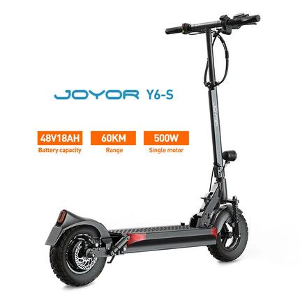 JOYOR Y6-S Adult Electric Scooter 500W EScooters 48V 18Ah Battery  Up to 70KM Range 40Km/h Max Speed 10 Inch Wheel EScooter