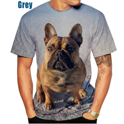 Summer New Fashion Summer Cute French Bulldog 3d Printing Men's T-shirt Woman Casual Trend Tee Top
