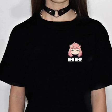 Anya T-shirt Women Y2K Manga Designer Cotton Tshirt Girl fashion O-neck Casual Loose 2000s Clothing Top T Shirt Oversized Tees