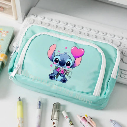 Disney Stitch High-capacity Pencil Bag for Students Anime Cartoon Fashion Pen Case Stationery Storage Pouch School Supplies Gift