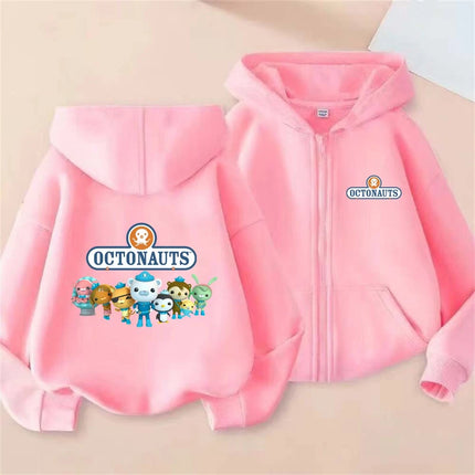 Octonauts Kids Hot Cartoon Print Autumn Spring Casual Zipper Hooded Sweatshirts 2-13 Years Boys Girls Outfits Top Clothing
