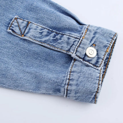 Spring Women's Suit Short Denim Shirt Jacket High Waist Department With Wide Leg Pants 2025 Casual Jacket Jeans 2-piece Set