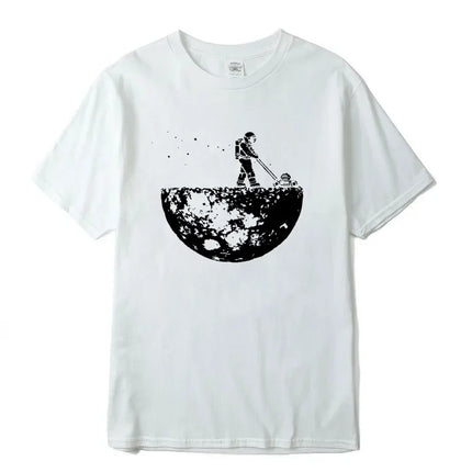 Summer Men T-shirt High Quality 100% Funny Cotton Lunar Cleaner Printing Casual Cool Loose O-neck Male Soft Tshirt Hip Hop Tees