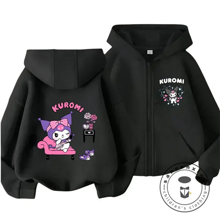 Children's Hoodies Child Sweatshirt Girls Cute Cartoon Hello Kitty Kuromi and Friend Sanrio Animal Printed Kids Zipper Clothes