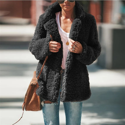Plus Size Women Winter Warm Coat Jacket Outwear Ladies Cardigan Coat Double Sided Polar Fleece Hooded Coat New Fashion Simple