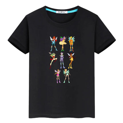 Winx print Cartoon 100%Cotton t shirt for kids boy 10year anime Short  pride tshirt Winx Cute Tops y2k girl clothes baby clothes