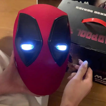 2024 Deadpool Wolverine Mask Headwear Marvel Deadpool Cosplay Headset Electric 1/1 Remote Control Eye Blink Shine Adult Gift Toy