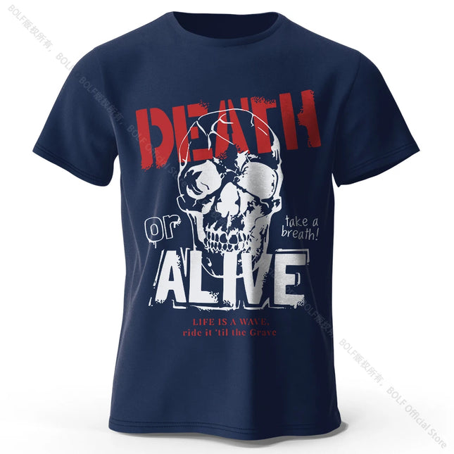 Men's Death or Alive Printed T-Shirt 100% Cotton Oversized Street Graphic Tees for Men Women Summer Tops