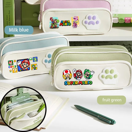 Super Mario Dog Claw Large Capacity Pencil Case Anime Cartoon Fashion Stationery Storage Bags Boys Girls Cute Pen Box Gifts