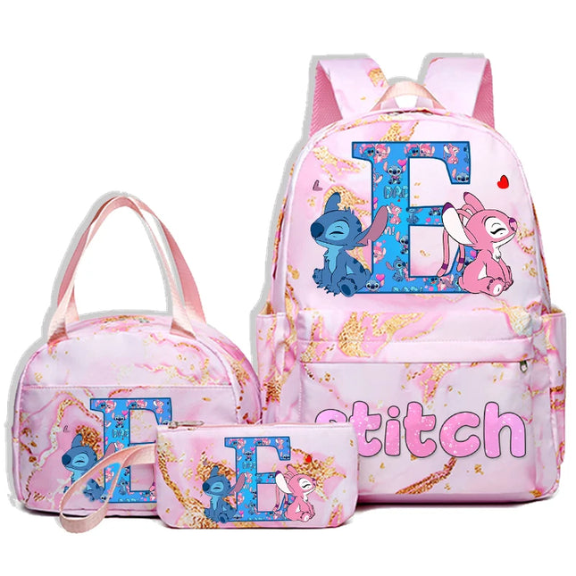 3pcs Disney Stitch Backpack Pencil Case Lunch Bag Set Students Fashion Schoolbag Pen Bag Bento Pouch Suit Anime School Supplies