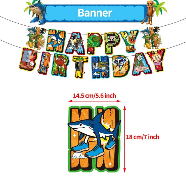 Tralalero Tralala Party Decoration Italian Brainrot Theme Paper Plates Cups Disposable Tableware Baby Shower Birthday Supplies