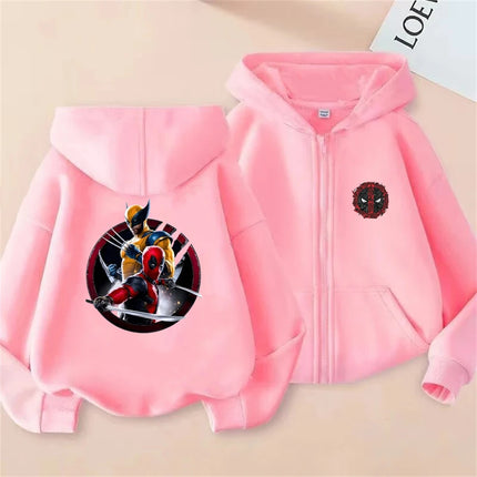Deadpool & Wolverine Children Zipper cardigan Hoodies Girl Boy Kids Autumn Winter Clothing  Casual black Tops Sweatshirts