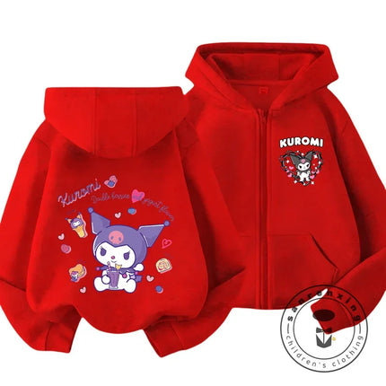 Kids Girls Kuromi Anime Hoodies Long Sleeve Sweatshirts Children Autumn and Winter 3 14 Years Old Cartoon Casual Hooded Tops