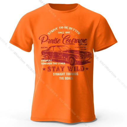 Men's Old Car Printed T-Shirt 100% Cotton Oversized Vintage Old School Graphic Tees for Men Women Summer Tops