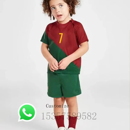 children's sport set boy girl Portuguese Fans shirt Training wear men and kids games soccer kits