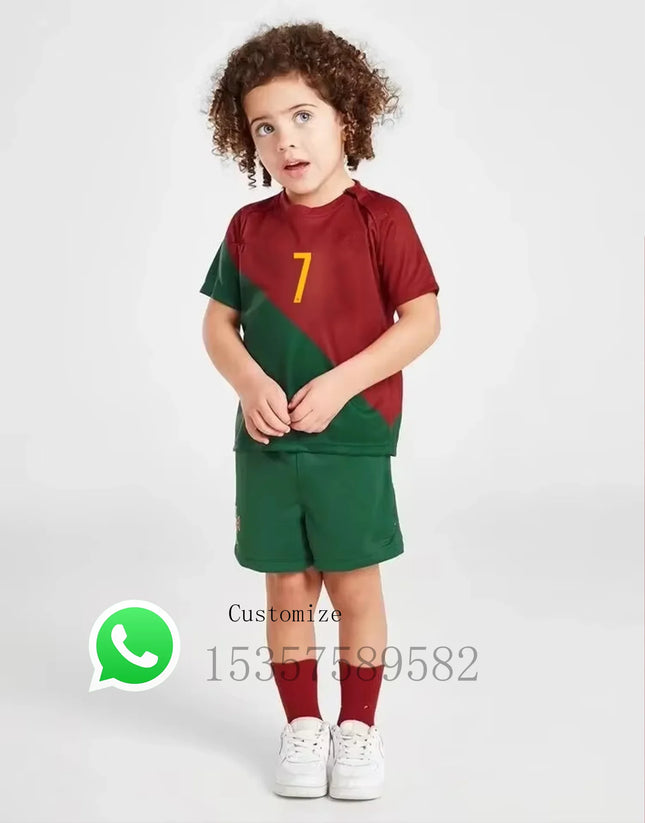 children's sport set boy girl Portuguese Fans shirt Training wear men and kids games soccer kits