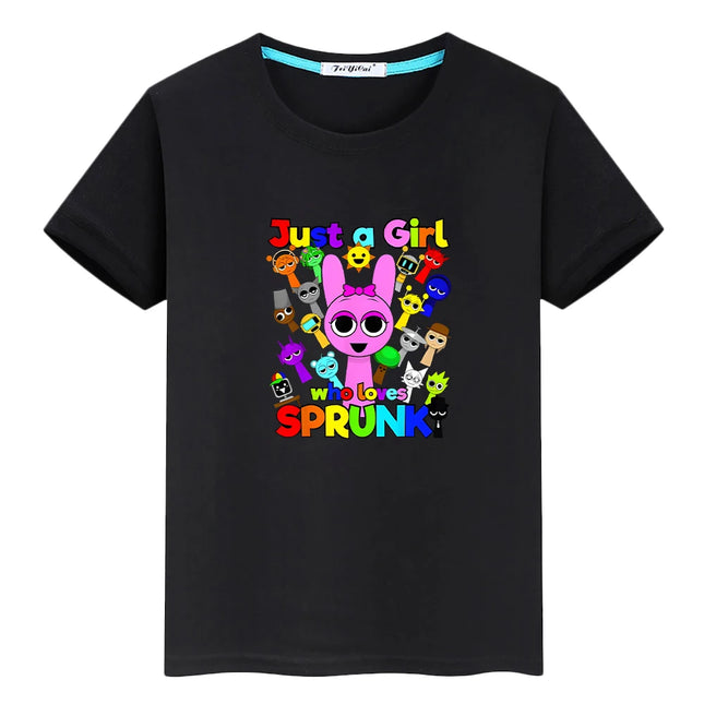 Sprunki print t shirt for kids boy 10year 100%Cotton Cute Tees Sprunki anime Short  Tops pride tshirt y2k one piece girl clothes