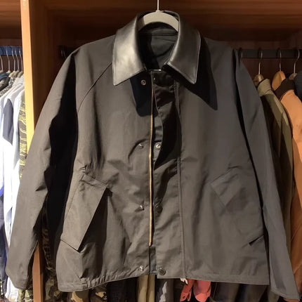 B@r ADAM ET ROPE Windproof And Waterproof Reversible Unwaxed Leather Collar Jacket Unisex