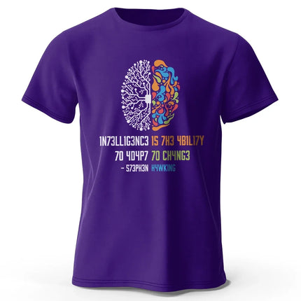 Funny Brain Power Printed 100% Cotton T-Shirt, Soft & Breathable Round Neck Short Sleeve Tee, Unisex Quirky Style