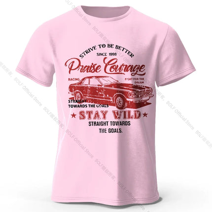 Men's Old Car Printed T-Shirt 100% Cotton Oversized Vintage Old School Graphic Tees for Men Women Summer Tops