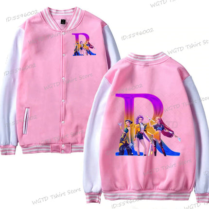 Hot Movie Lover Baseball Bomber Jacket Clothes Child Girl Letter A-Z Kids' Pink Bomber Jacket Gifts Fashion Clothes Gift