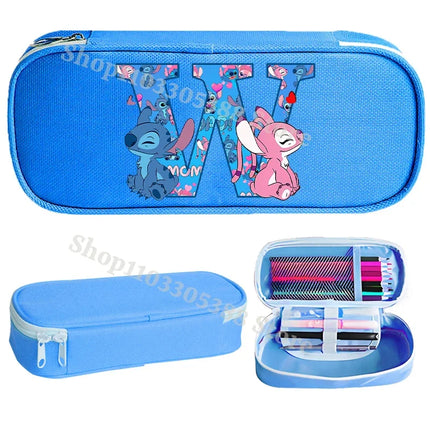 Disney Stitch Pencil Case for Students Anime High-capacity Letter A-Z Pen Bag Boys Girls Stationery Storage Box School Supplies