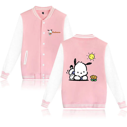 Pochacco Bomber Jacket Women Men Autumn Baseball Jacket Coat Cartoon Kid Streetwear Harajuku Bomber College Jacket