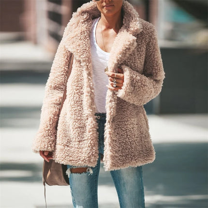 Plus Size Women Winter Warm Coat Jacket Outwear Ladies Cardigan Coat Double Sided Polar Fleece Hooded Coat New Fashion Simple