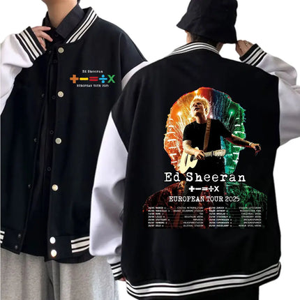 Ed Sheeran European Tour 2025 Baseball Uniform Hoodie Jacket Harajuku Baseball Jacket Coat Unisex