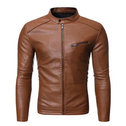 2024 PU Casual Leather Jacket Men Spring Autumn Coat Motorcycle Biker Slim Fit Outwear Male Black Blue Clothing Plus Size M-3XL