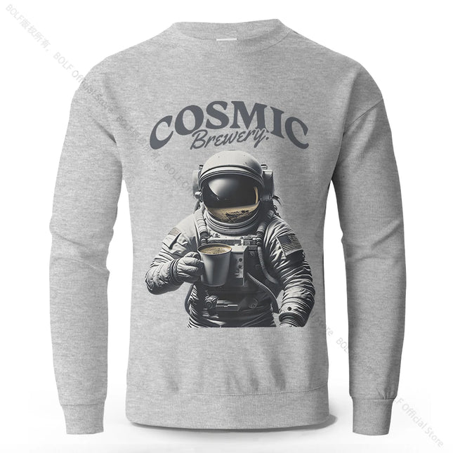 Men's Cosmic Brewery Printed Pure Cotton Sweatshirts Oversized Classic Graphic Pullovers for Men Women Tops