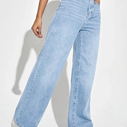2024 new women's wear European and American loose Denim wide leg pants slimming high waist all-match jeans for women
