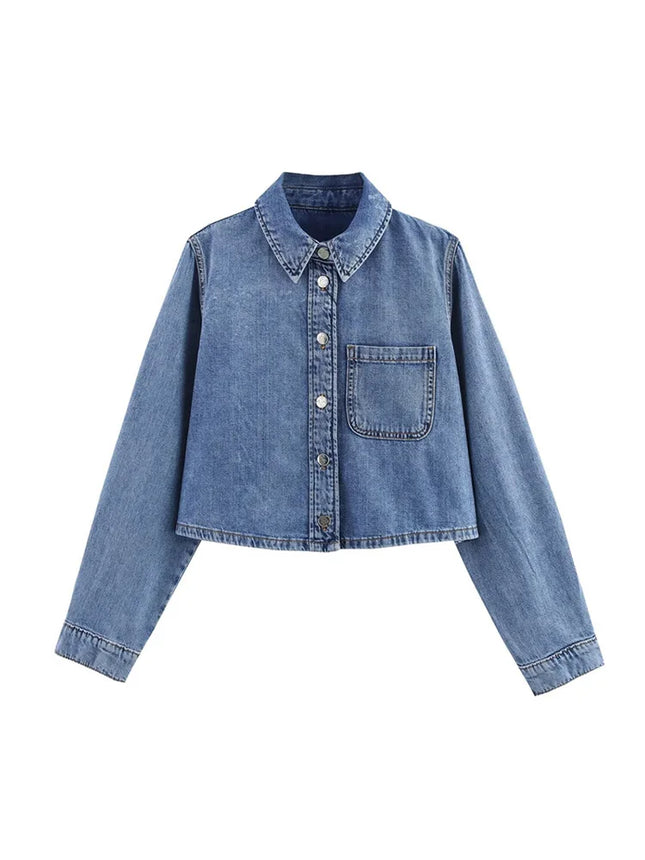 Spring Women's Suit Short Denim Shirt Jacket High Waist Department With Wide Leg Pants 2025 Casual Jacket Jeans 2-piece Set