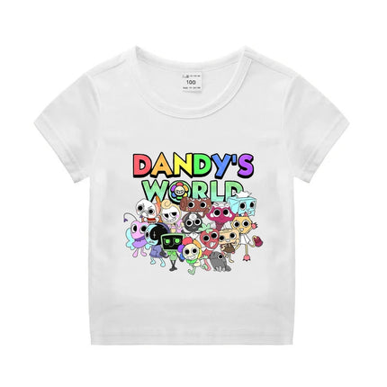 Game Dandy's World Kids Anime Cotton T-shirt Boy Girl Short Sleeve Top Children Cartoon Cute Tee Summer Casual Clothes Gift 2024