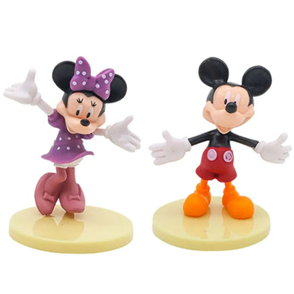 6Pcs/Set Disney Cartoon Action Figure Doll Anime Mickey Mouse Minnie Donald Character Model Toy Car Decoration Kids Xmas Gifts