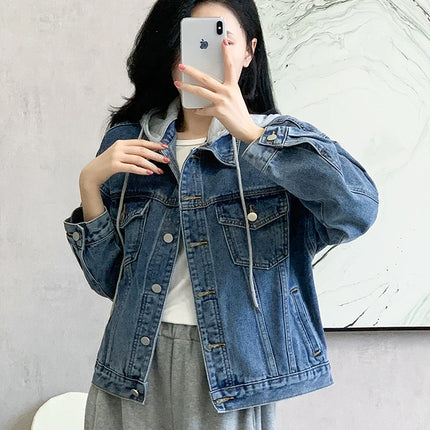 Denim Jacket Women 2024 Autumn Winter New Fashionable Blue Jeans Jackets Hooded Jacket Women Streetwear Coat Women Hot Sale