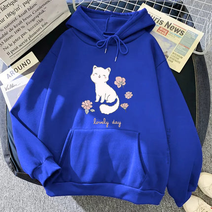Unisex Fox And Flower Hoodies Anime Clothes Spring/Autumn Women Kawaii Sweatshirt Vintage Hoodie Harajuku Oversized Tracksuit