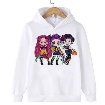 Halloween KPop Demon Hunters Hoodies Children Clothes Kid Girl Boy Cartoon Sweatshirt Hoody Baby Casual Top Streetwear