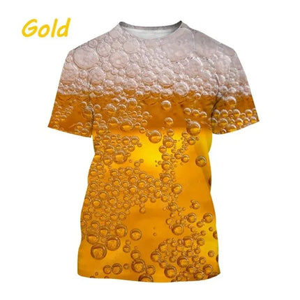 Funny Bubble Beer 3D Printed T Shirt For Men Fashion Graphs T-shirt Summer Gym Sports Short Sleeve Tees Quick-drying Women Tops