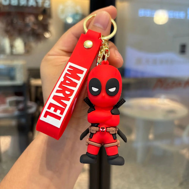 Marvel Avengers Deadpool and Wolverine Keychain PVC Doll Pendant Children's Toy Birthday Gift Couple Keychain