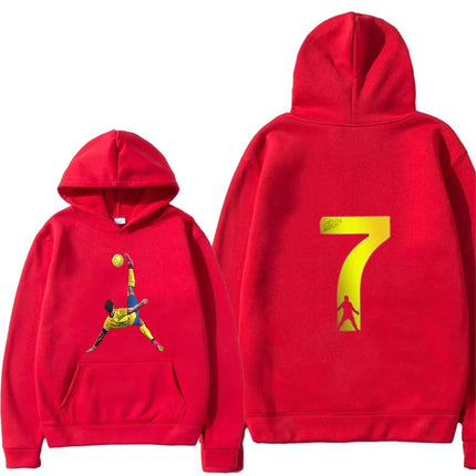 Children tops age 3-12 Boy pocket Hoodie Famous football stars Number 7 Sweatshirt yellow coat Boy Girls red spring Clothing
