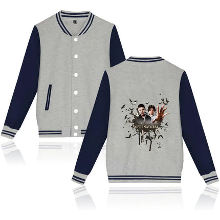 Supernatural Winchester Sam Dean Baseball Jacket Men Women Jacket Harajuku Baseball Jacket Boys Girls Sweatshirts Jackets