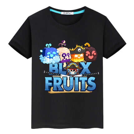 New Game Blox Fruits 100%Cotton t shirt for kids boy 10years anime Tees Short Tops pride tshirt y2k one piece kids clothes girls