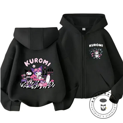 Children's Hoodies Child Sweatshirt Girls Cute Cartoon Hello Kitty Kuromi and Friend Sanrio Animal Printed Kids Zipper Clothes
