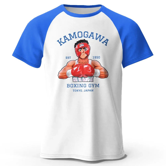 Men's Raglan Sleeve T-Shirt Cotton Oversized KBG Hajime No Ippo Print T Shirt Vintage Tees for Men Women Summer Tops